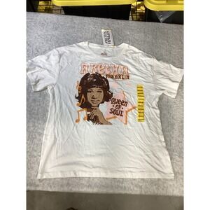 Aretha Franklin Queen of Soul White Graphic T-Shirt‎ Cotton Medium New 15806..